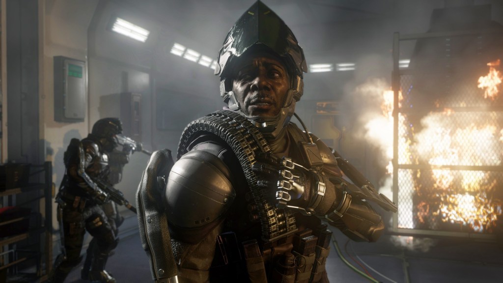 The exo suit design goes a long way to reinforcing the "future war" concepts shown in the game.
