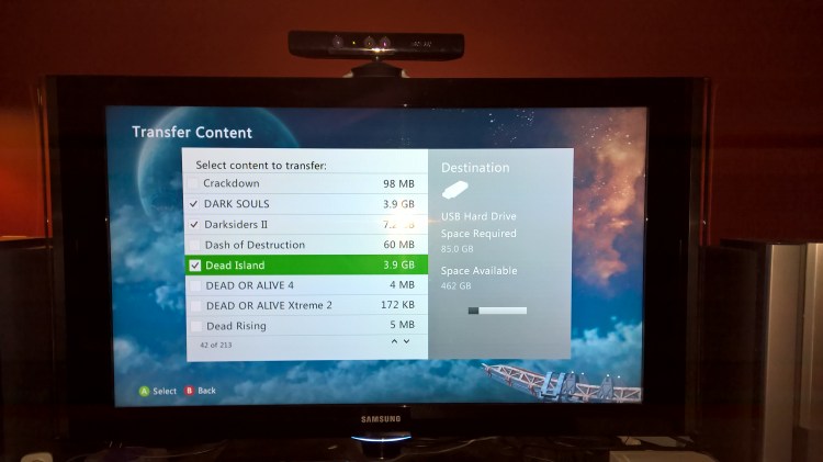 You can transfer entire directories of content or individual files, such as these games.